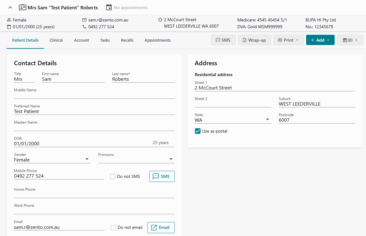 New Patient Form in Gentu