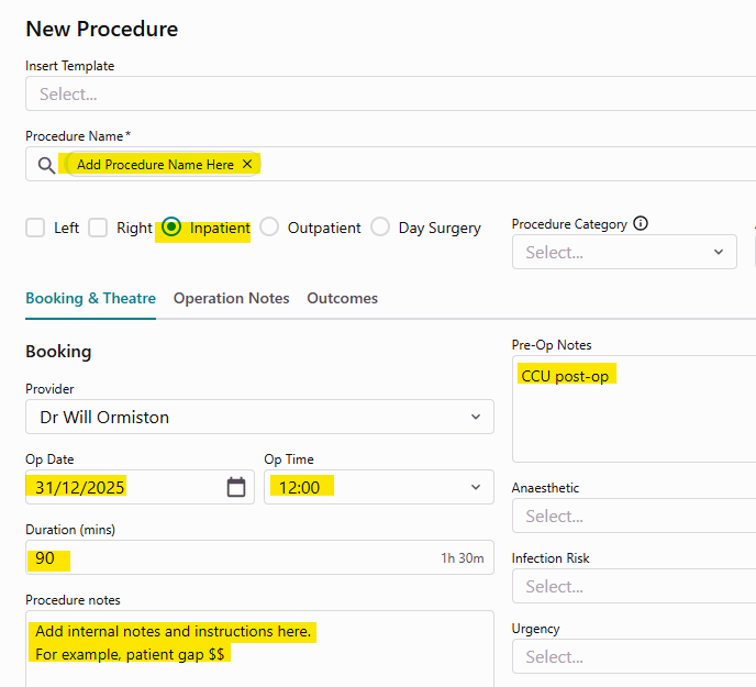 Add Procedure in Gentu