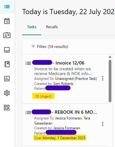 Task list in Gentu